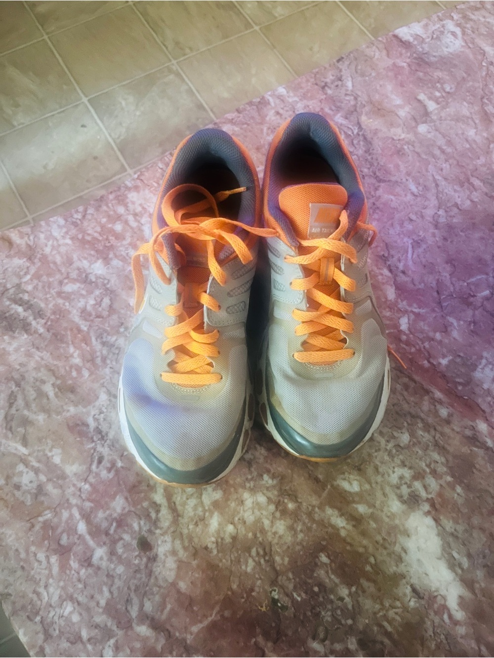 Nike Gray and Orange Low-Top Sneakers